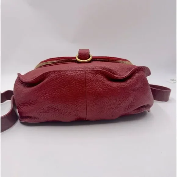 Chloe Marcie Scarlet Red Leather with Burgundy Crossbody Saddle Bag Auth - Picture 3 of 16